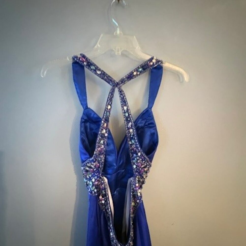 Vintage Y2K Stunning Royal Blue Floor Length Studio 17 Prom Dress Size 2 - Picture 4 of 6